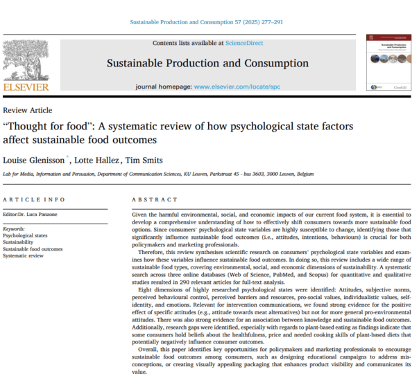 Thumbnail image of the post: New CUES Publication: “Thought for food”: A systematic review of how psychological state factors affect sustainable food outcomes.